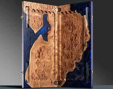 Нарды из древесины карагача с эпоксидной смолой, синие купить в интернет-магазине