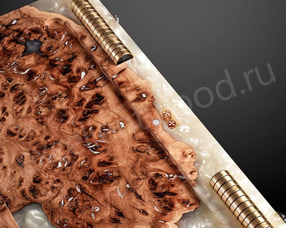 Нарды из древесины карагача с эпоксидной смолой, белые купить в интернет-магазине