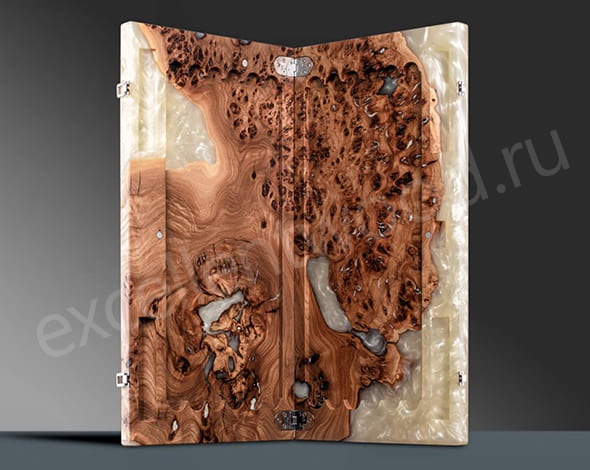 Нарды из древесины карагача с эпоксидной смолой, белые купить в интернет-магазине